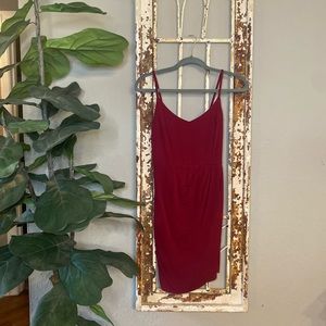 Maroon Body-con Faux Wrap Dress